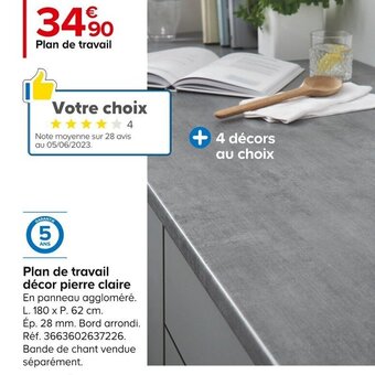 Plan de travail décor pierre claire