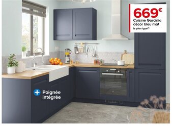 Promo Cuisine Garcinia d cor bleu mat le plan type chez Castorama