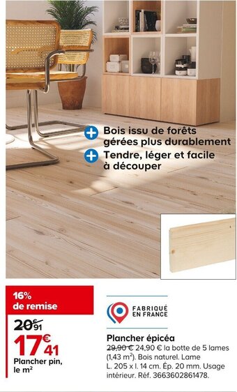 Castorama Plancher épicéa offre