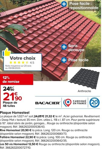 Castorama Plaque Homesteel offre