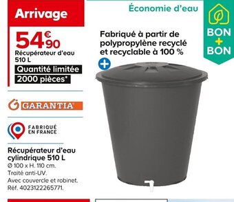 Castorama Récupérateur d'eau cylindrique 510 L offre