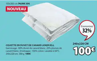 JYSK Couette En Duvet De Canard Lendfjell offre