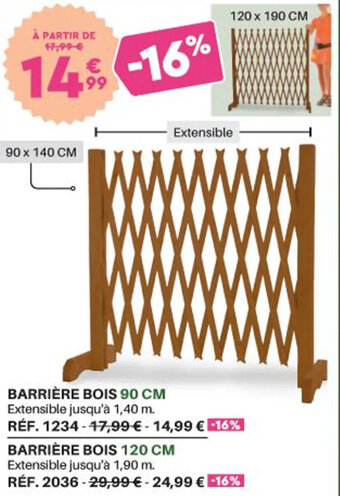 Barrière Bois Extensible 90 CM X 140 CM