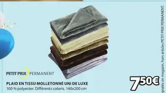 JYSK Plaid en tissu Molletonné Uni De Luxe offre