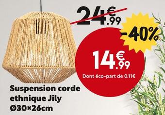 Suspension corde ethnique jily ø30x26cm