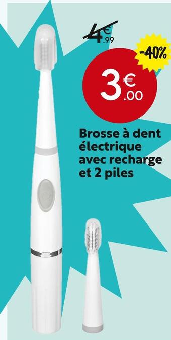 Maxi Bazar Brosse à dent électrique avec recharge et 2 piles offre