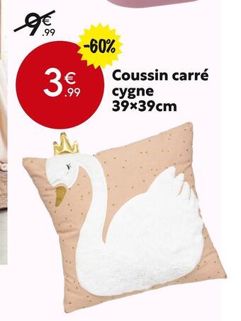 Maxi Bazar Coussin carré cygne 39x39cm offre