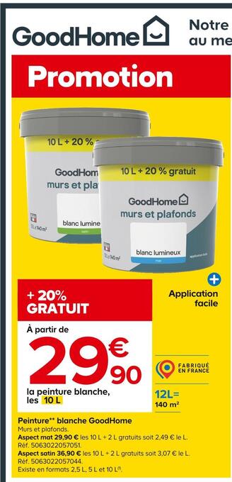 Castorama Goodhome peinture* blanche offre