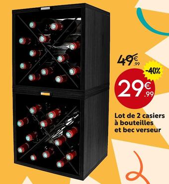 Maxi Bazar Lot de 2 casiers à bouteilles et bec verseur offre