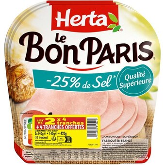 Carrefour Market Herta jambon de paris -25% de sel offre
