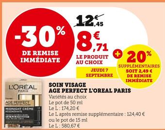 U Express L'oreal paris soin visage age perfect offre