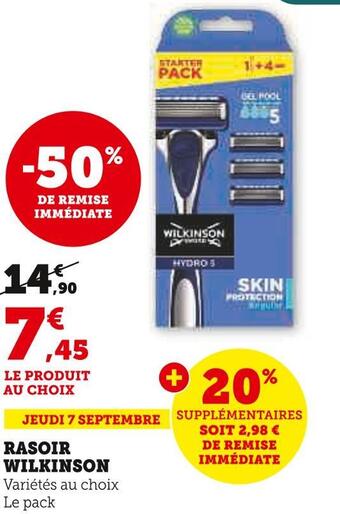 Super U Wilkinson rasoir offre
