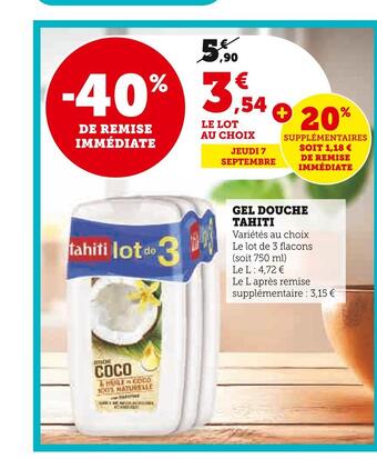 U Express Tahiti gel douche offre