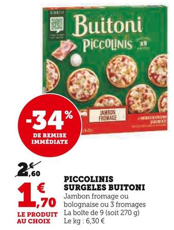 Buitoni piccolinis surgeles