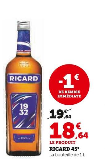 U Express Ricard ricard 45° offre