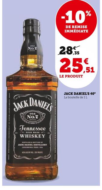 U Express Jack daniel's jack daniel's 40° offre