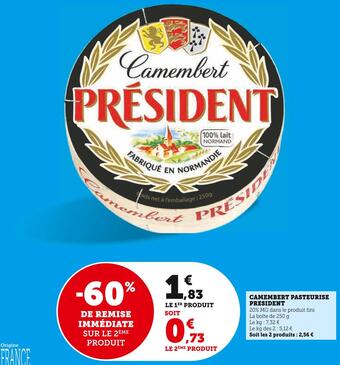U Express President camembert pasteurise offre
