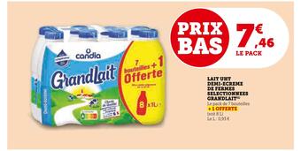 U Express Grandlait lait uht demi-ecreme de fermes selectionnees offre