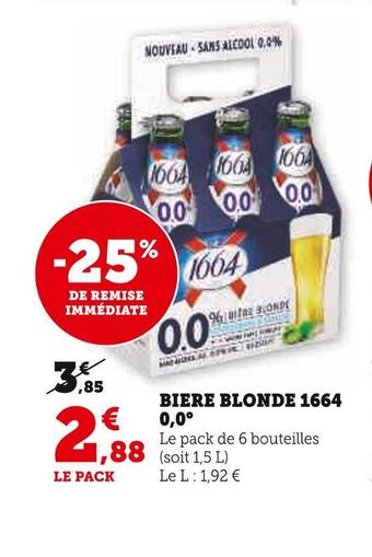 Super U 1664 biere blonde 0,0° offre