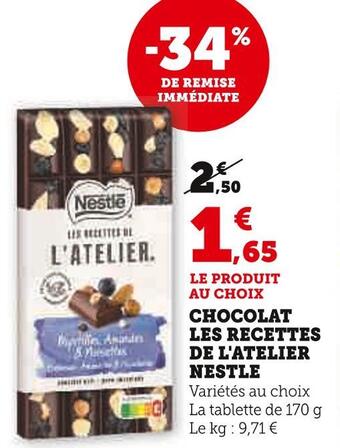 Super U Nestle chocolat les recettes de l'atelier offre