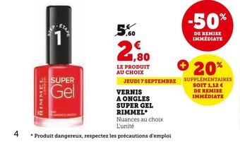 Super U Rimmel vernis a ongles super gel offre