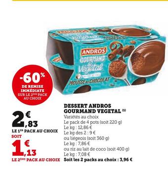U Express Andros dessert gourmand vegetal offre