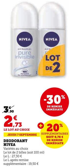 Super U Nivea deodorant offre