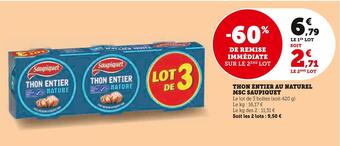 Super U Saupiquet thon entier au naturel msc offre