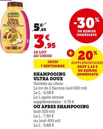Super U Ultra doux shampooing offre