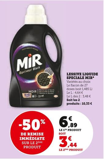 Super U Mir lessive liquide speciale offre