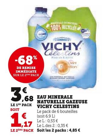 Super U Vichy celestins eau minerale naturelle gazeuse vichy celestins offre