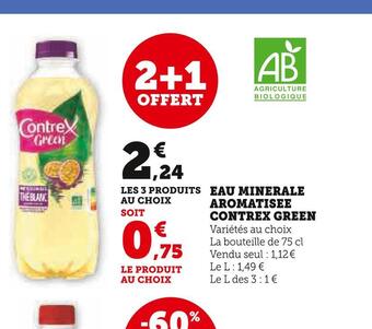 Super U Contrex eau minerale aromatisee green offre