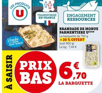 Super U U brandade de morue parmentiere offre