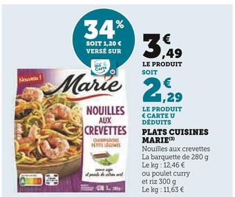 Super U Marie plats cuisines offre