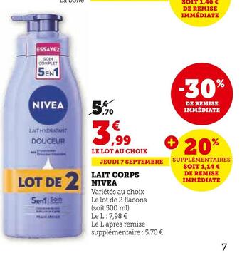 Super U Nivea lait corps offre