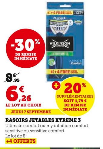 Super U Wilkinson rasoirs jetables xtreme 3 offre