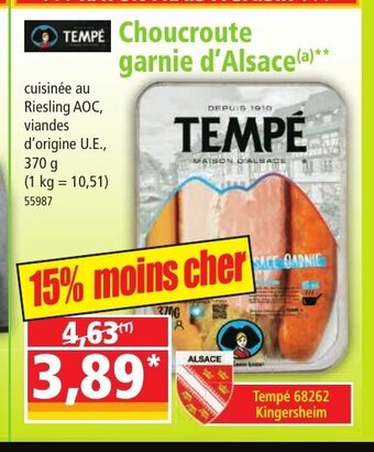 Norma TEMPE Choucroute garnie d'Alsace offre