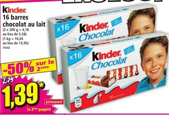 Norma Kinder 16 barres chocolat au lait offre