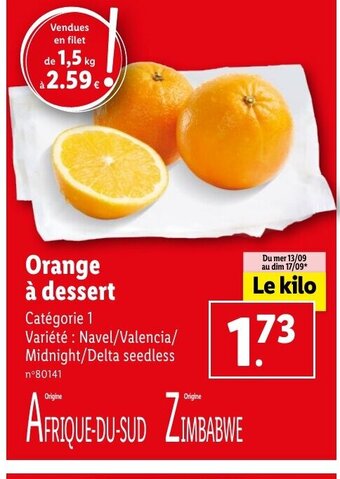 Lidl Orange à dessert offre