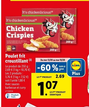 Lidl Poulet frit croustillant offre