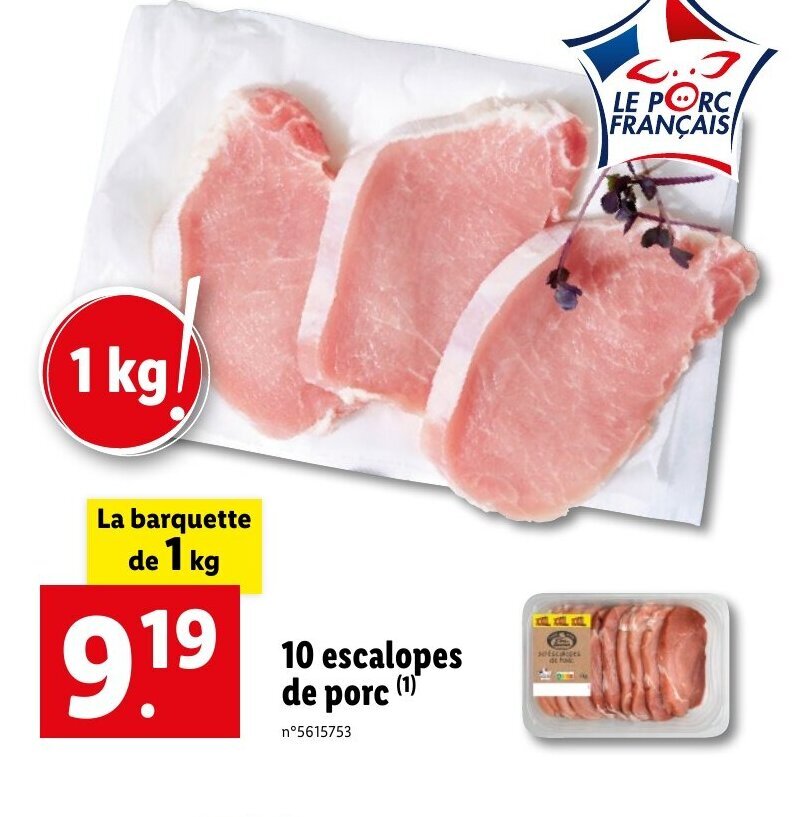 Promo 10 escalopes de porc chez Lidl