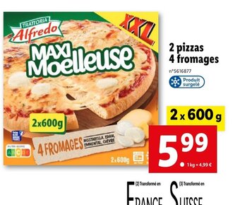 Lidl 2 pizzas 4 fromages offre