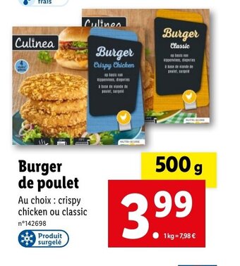 Lidl Burger de poulet offre
