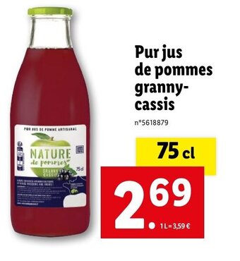 Lidl Pur jus de pommes granny cassis offre