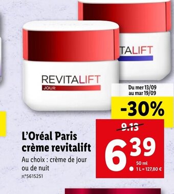 Lidl L'Oréal Paris crème revitalift offre