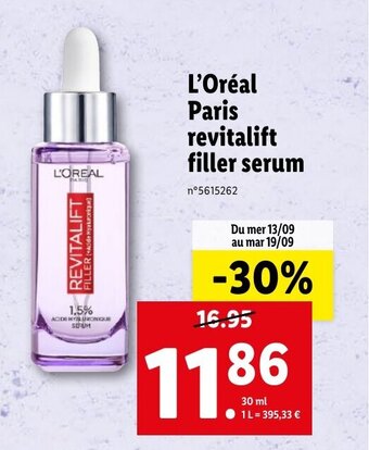 Lidl L'Oréal Paris revitalift filler serum offre