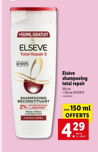 Lidl Elsève shampooing total repair offre
