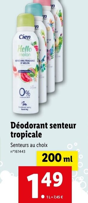Lidl Déodorant senteur tropicale offre
