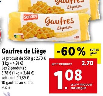 Lidl Gaufres de Liège -60% offre
