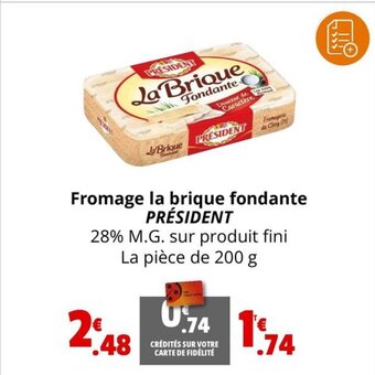 Coccinelle Supermarché Fromage la brique fondante PRÉSIDENT offre